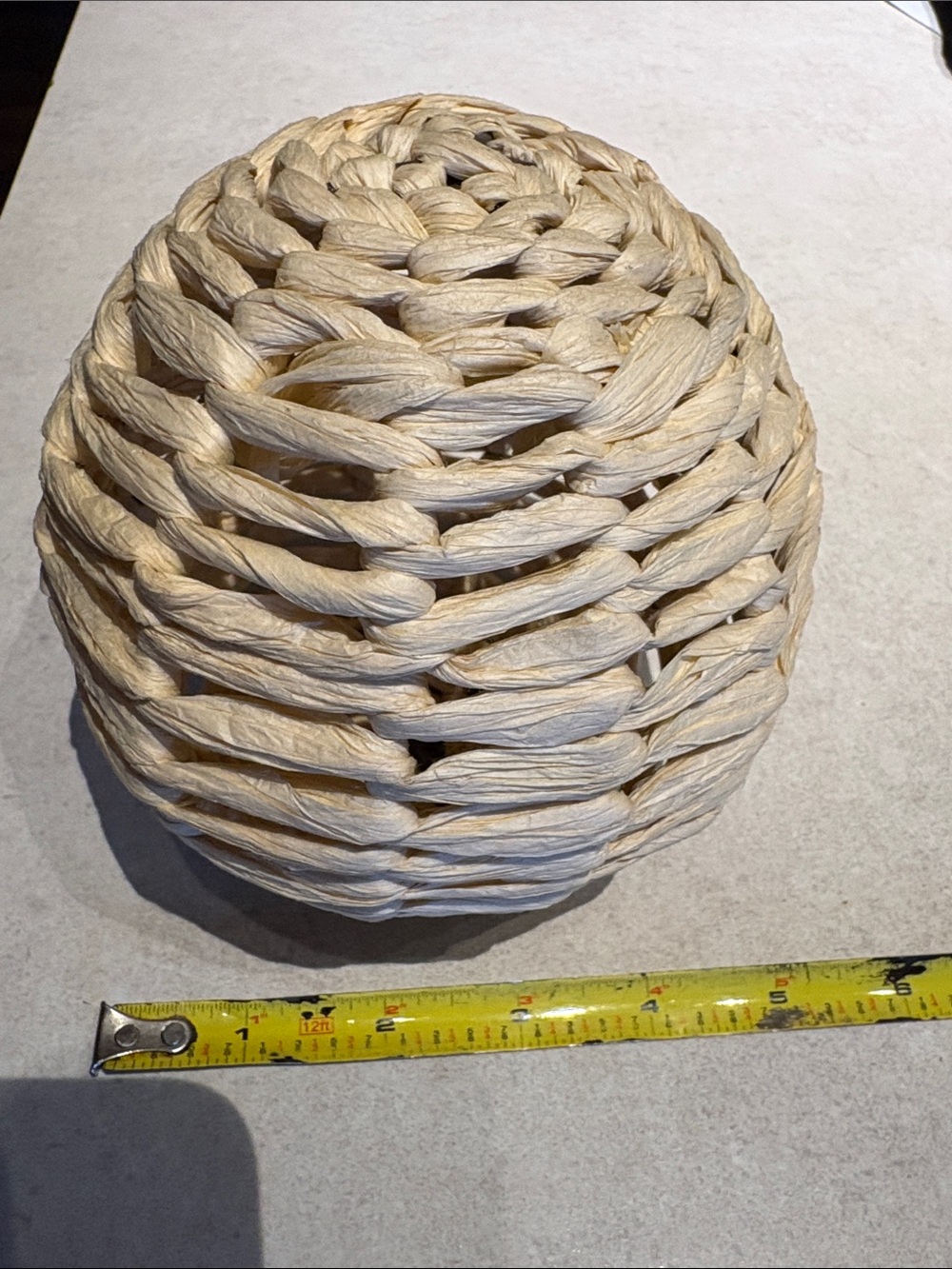 Handwoven Natural Raffia Decorative Ball - Cream